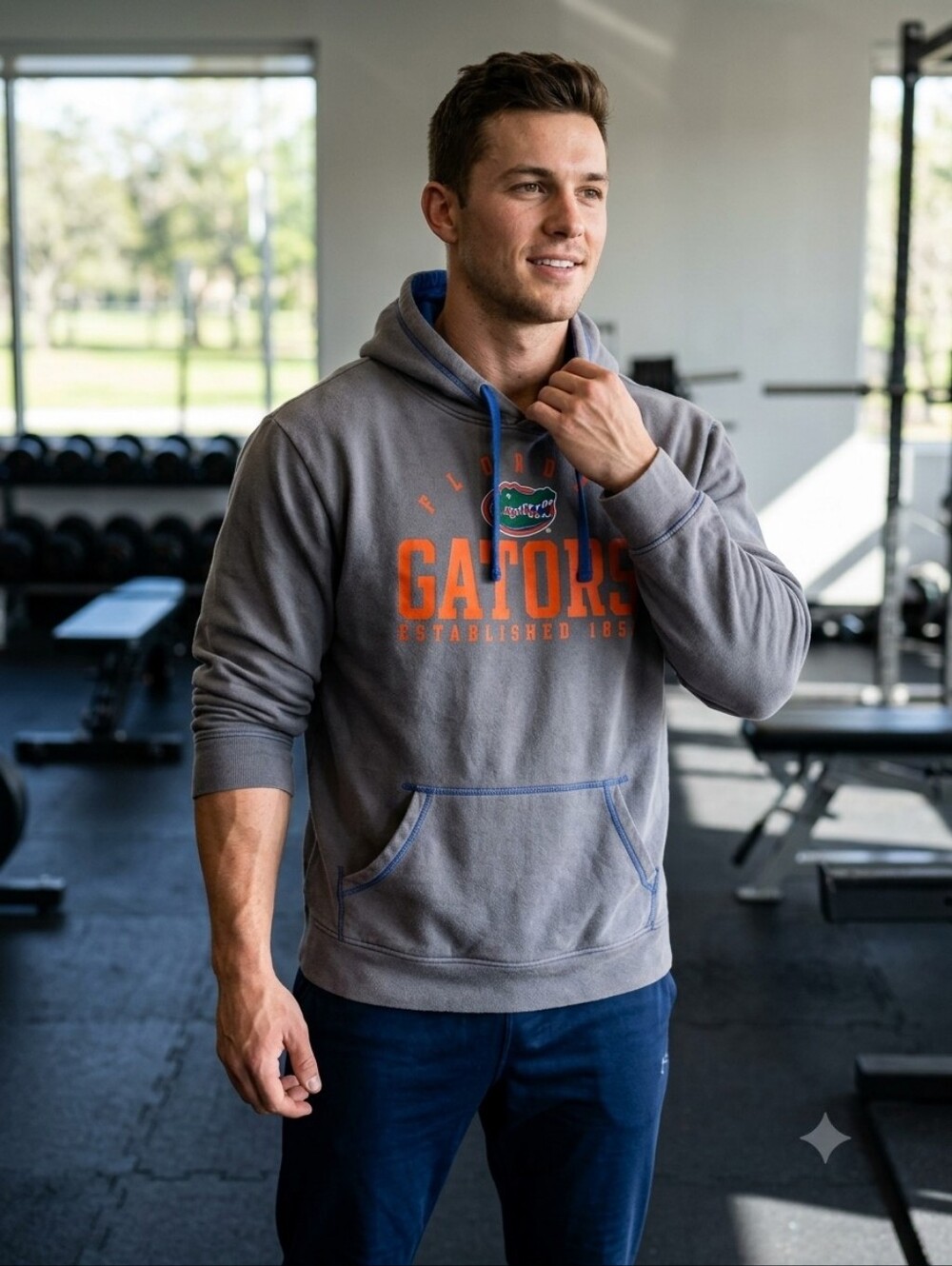 Fanatics Gray Florida Gators Hoodie with Orange Logo and Blue Accents